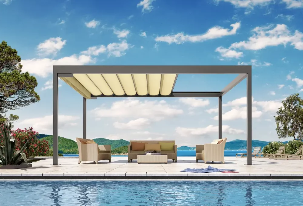pergolas bioclimatique à toit en toile